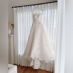 White Strapless Lace Gown, with matching veil